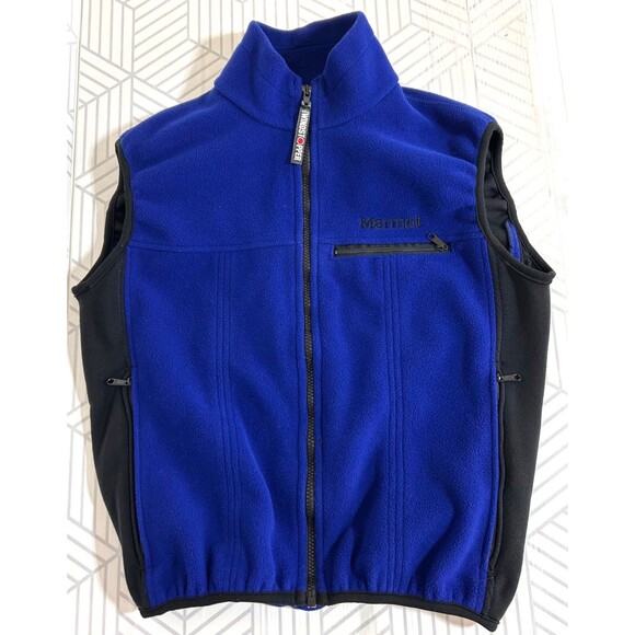 VTG 90s Men's Size Small Marmot WINDSTOPPER Fleece Vest Blue Gorecore i - Picture 1 of 11